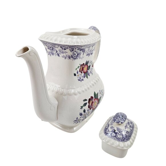 Copeland Spode Mayflower Coffee Pot Lid Floral Lavender Border Vintage England - Picture 5 of 11